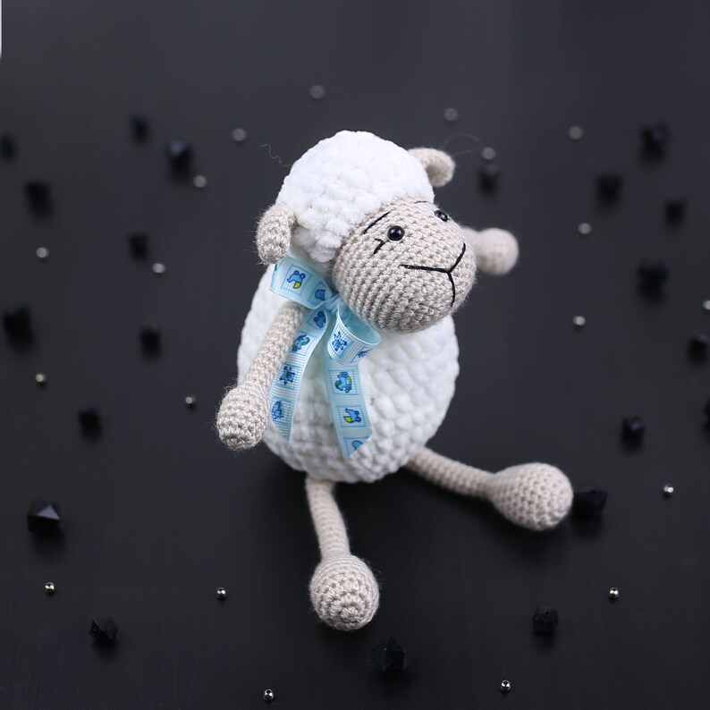 Green Toy Lamb Original Plush Toy Sheep Crocheted Farm Etsy