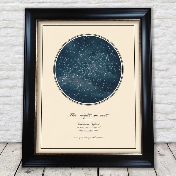 Personalised Custom Star Map Print - Night We Met - Valentines Anniversary Wedding Romantic Gift 230gsm Exceptional Quality or Digital File