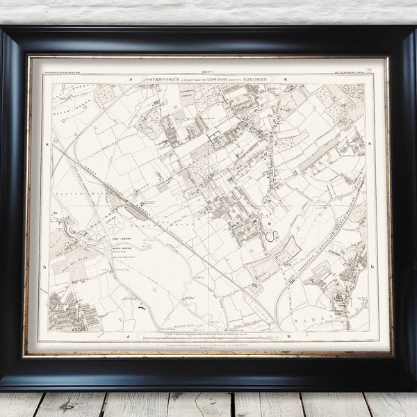 Old LONDON Map 1877 Walthamstow, Lower Clapton, Leytonstone Sheet 4 - Exceptional quality 230gsm - Framed Unframed - FREE standard delivery