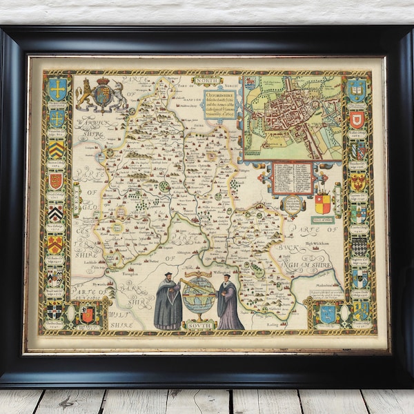 OXFORDSHIRE Old Map John Speed 1611 Oxford Banbury Abingdon Bicester - Exceptional quality 230gsm - Framed Unframed - FREE standard delivery