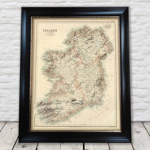 Fullarton Map of Old Ireland 1872 - Dublin, Belfast, Armagh, Cork - Exceptional quality 230gsm - Framed, Unframed - FREE standard delivery