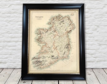 Fullarton Karte von altem Irland 1872 - Dublin, Belt, Armagh, Cork - Außergewöhnliche Qualität 230gsm - gerahmt, ungerahmt - KOSTENLOSE Standardlieferung