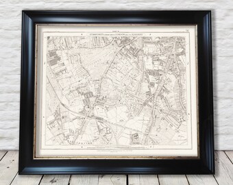 Old LONDON map 1877 Clapham Common, Brixton and Balham Sheet 18 - Exceptional quality 230gsm - Framed Unframed - FREE standard delivery