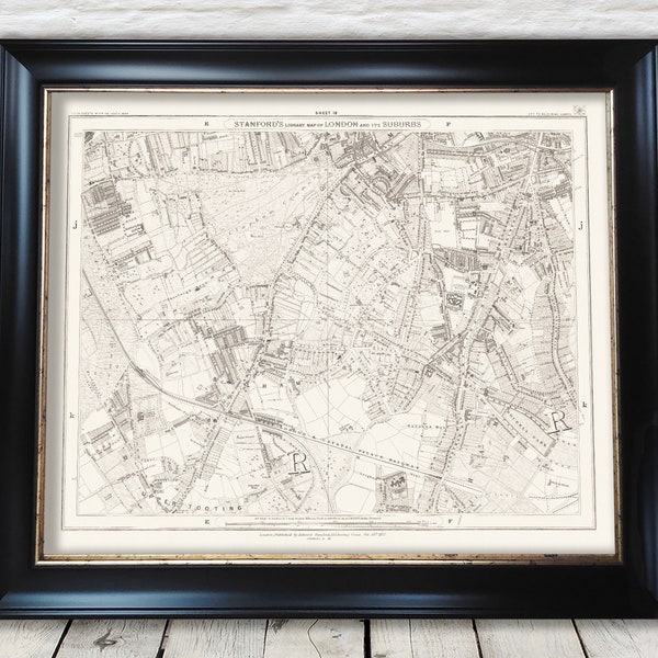 Old LONDON map 1877 Clapham Common, Brixton and Balham Sheet 18 - Exceptional quality 230gsm - Framed Unframed - FREE standard delivery