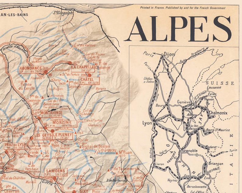 Chamonix Cd Vintage French Alps Ski Map - Chamonix Val D'isere - Exceptional ...