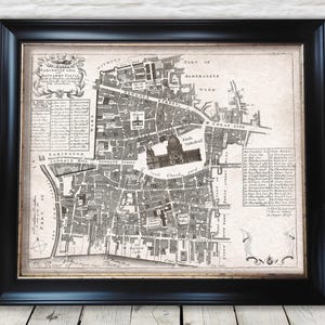 Old Farington within ward map Strype Stow - St Pauls, Newgate, Ludgate - Exceptional quality 230gsm - Unframed Framed-FREE standard delivery
