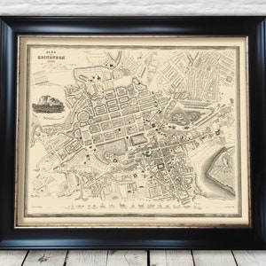 Vintage EDINBURGH High Quality Reproduction Map of 1844 - SDUK - Exceptional quality 230gsm - Framed, Unframed - FREE standard delivery