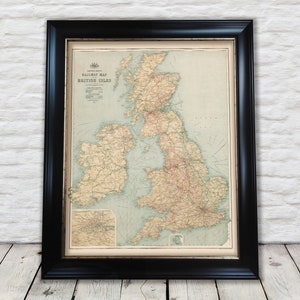 Rare Bartholomew's RAILWAY Map of the British Isles 1927 - Exceptional quality 230gsm - Framed Unframed - FREE standard delivery