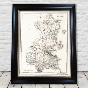 County DUBLIN 1846 by Creighton - Antique Irish Reproduction Map - Exceptional quality 230gsm - Framed, Unframed - FREE standard delivery