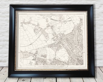 Stampa della mappa di Londra del 1877: Kilburn, St Johns Wood, Kensal Green - Qualità eccezionale 230 gsm - Con cornice Senza cornice - Consegna standard GRATUITA