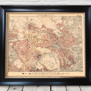 LONDON poverty Map Marylebone Hampstead St Johns 1898 Charles BOOTH - Exceptional quality 230gsm - Framed Unframed - FREE standard delivery