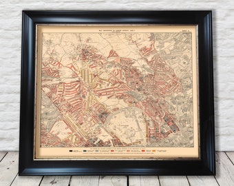 Mappa della povertà di LONDRA Marylebone Hampstead St Johns 1898 Charles BOOTH - Qualità eccezionale 230 gsm - Incorniciato Senza cornice - Consegna standard GRATUITA