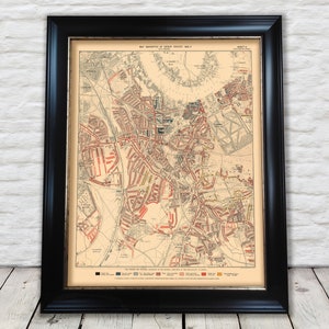 LONDON Poverty Map Greenwich Deptford Blackheath - 1898 Charles Booth - Exceptional quality 230gsm - Framed Unframed - FREE standard deliver
