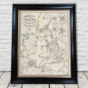 Rare Famous BRADSHAW'S RAILWAY Map 1853 restored reproduction - Exceptional quality 230gsm - Framed Unframed - FREE standard delivery