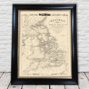 Tallis's RAILWAY Map of Great Britain by Tallis and Rapkin 1851 - Exceptional quality 230gsm - Framed Unframed - FREE standard delivery