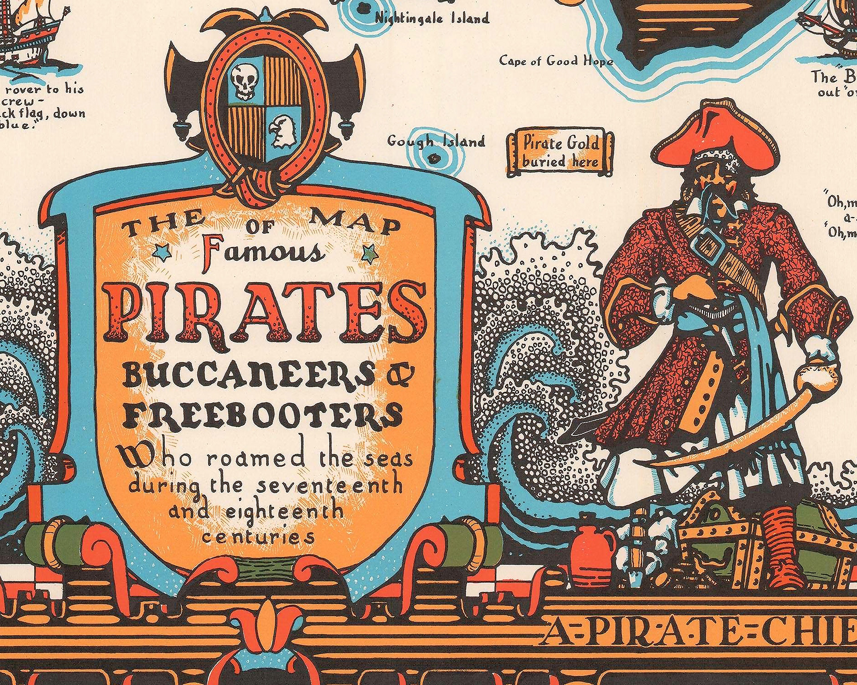Map of Famous PIRATES 1938 Darby Harbold - Blackbeard Morgan