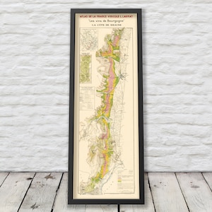 Les Vins de Bourgogne Map by Larmat 1942 - Côte de Beaune, Burgundy wine region - Exceptional quality 230gsm Unframed FREE standard delivery