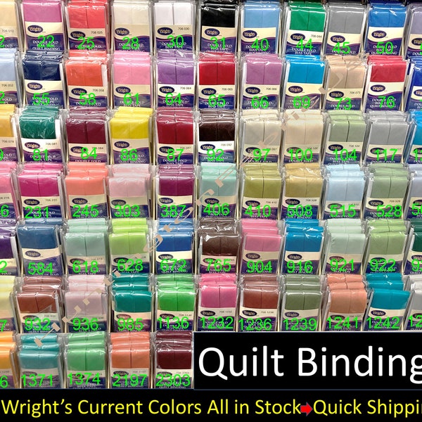 Wrights 7/8" Double Fold Bias Tape | PC706 | Quilt Bindings | All Wright's Current Colors, All In Stock, Ready for Quick Shipping