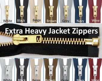 Heavy #10 Metal Separating Jacket Zipper | #10 Brass Jacket Zipper | #10 Aluminum Jacket Zipper