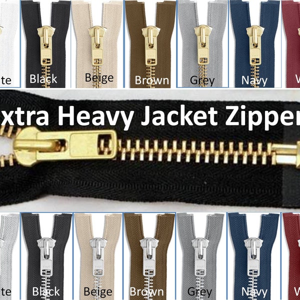 Heavy #10 Metal Separating Jacket Zipper | #10 Brass Jacket Zipper | #10 Aluminum Jacket Zipper