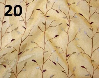 Camel Color Embroidered Sheer Fabric by the yard (STK #20)