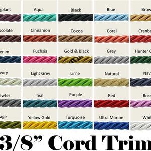 3/8" Cord Trim by the yard - 30 Colors