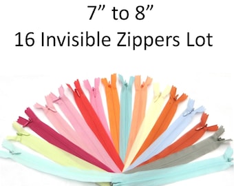 Lot of 16 Fashion Colors #2 Invisible Mesh/Sheer Tape (Ultra Light Weight) Closed-End Zippers