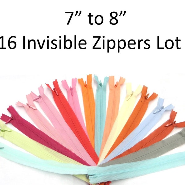 Lot of 16 Fashion Colors #2 Invisible Mesh/Sheer Tape (Ultra Light Weight) Closed-End Zippers