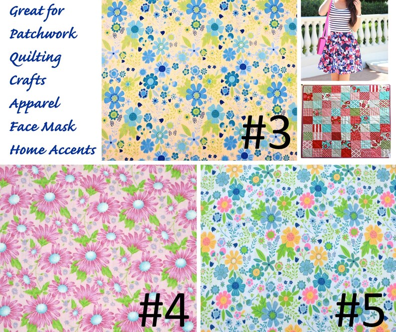 Spring Floral Cotton Blend Fabric by the yard