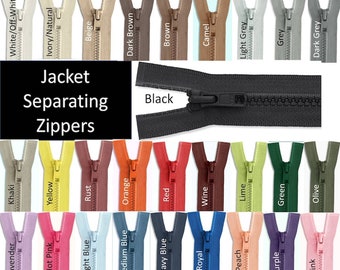 Plastic #5 Molded Jacket Zippers |  Separating Jacket Zipper | One way Jacket Zippers