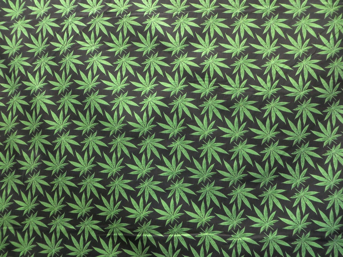 Cannabis Marijuana Print Cotton Blend Fabric by the yard | Etsy