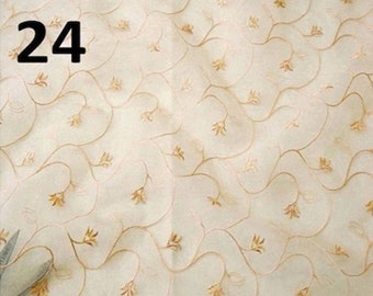 Light Peach Embroidered Sheer Fabric by the yard (STK # 24)