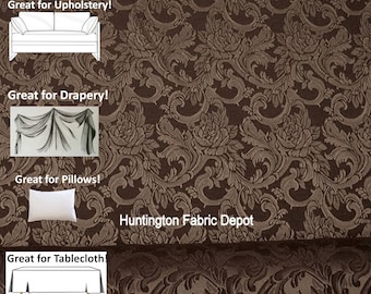 Chocolate/Dark Brown Home Decor Fabric | Design Sofia | Upholstery Fabric | Drapery Fabric | Pillow Fabric | Tablecloth Fabric