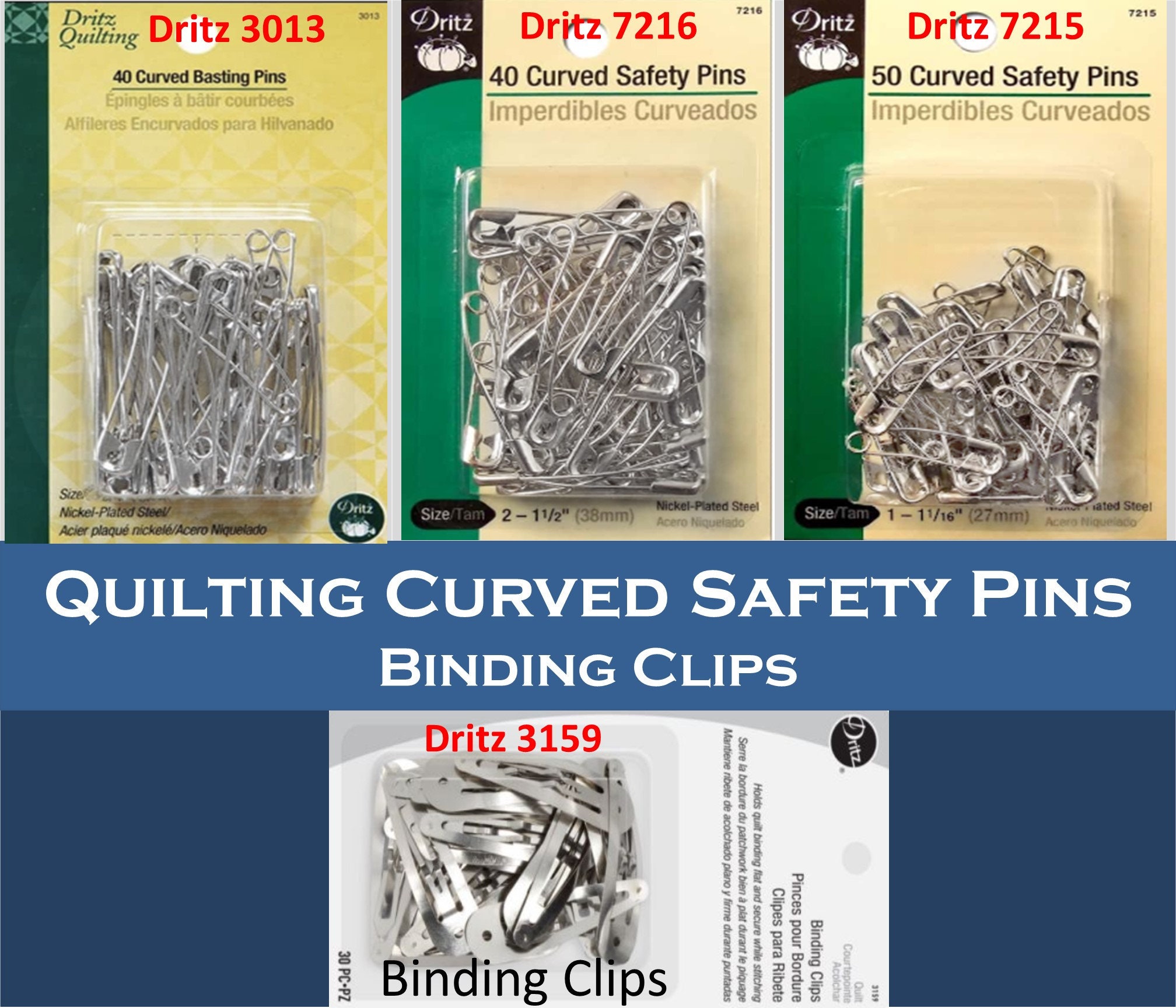 Hardbind Pin Curved Safety Pins | Curved Basting Pins | Binding Clips - Etsy