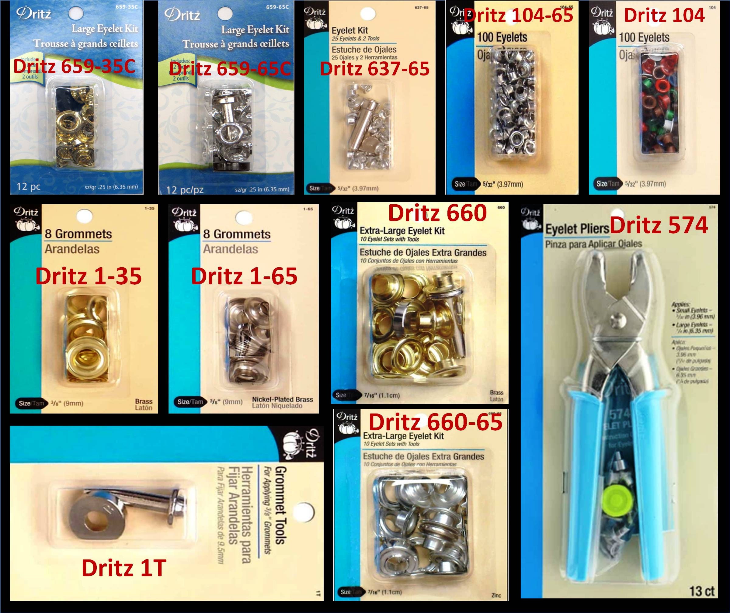 Dritz 7/16 Extra-large Eyelet Kit 10 Eyelet Sets With Tools Brass : Target