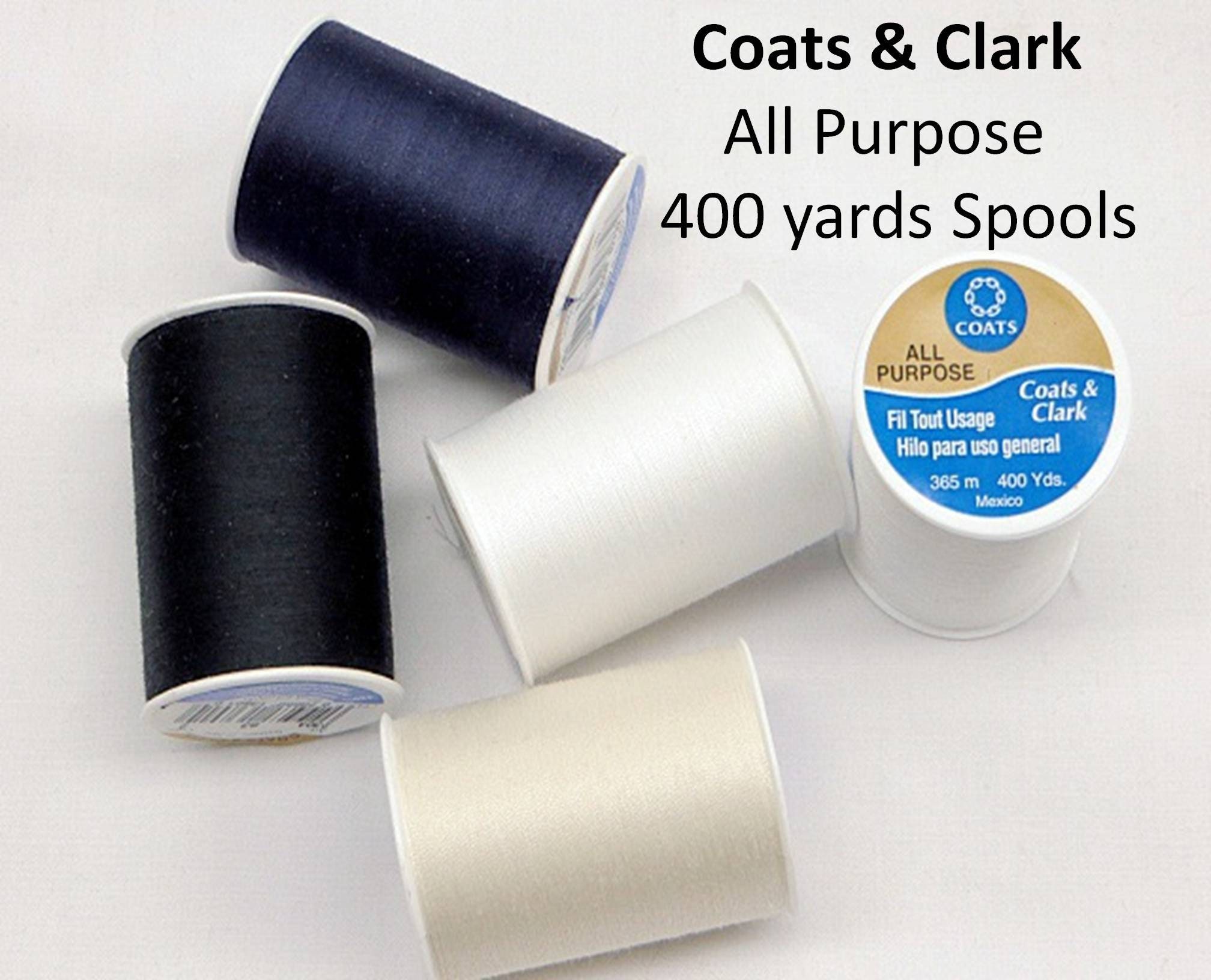  COATS Dual Duty All-Purpose Thread, 400 Yards/1 Spool of Yarn,  Black