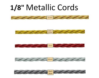 1/8" Metallic Cord Trims | 1/8" Metallic Twisted Cord | 1/8" Metallic Piping
