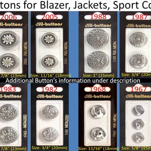 15075 Silver Blazer Button with Black Epoxy - 2 Sizes