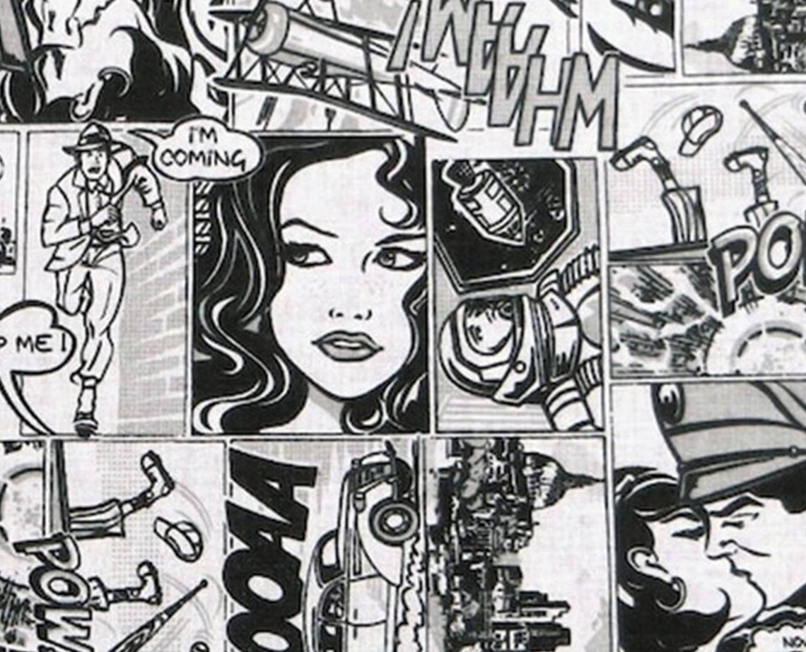 Comic Print Fabric Cotton by the Yard - Etsy