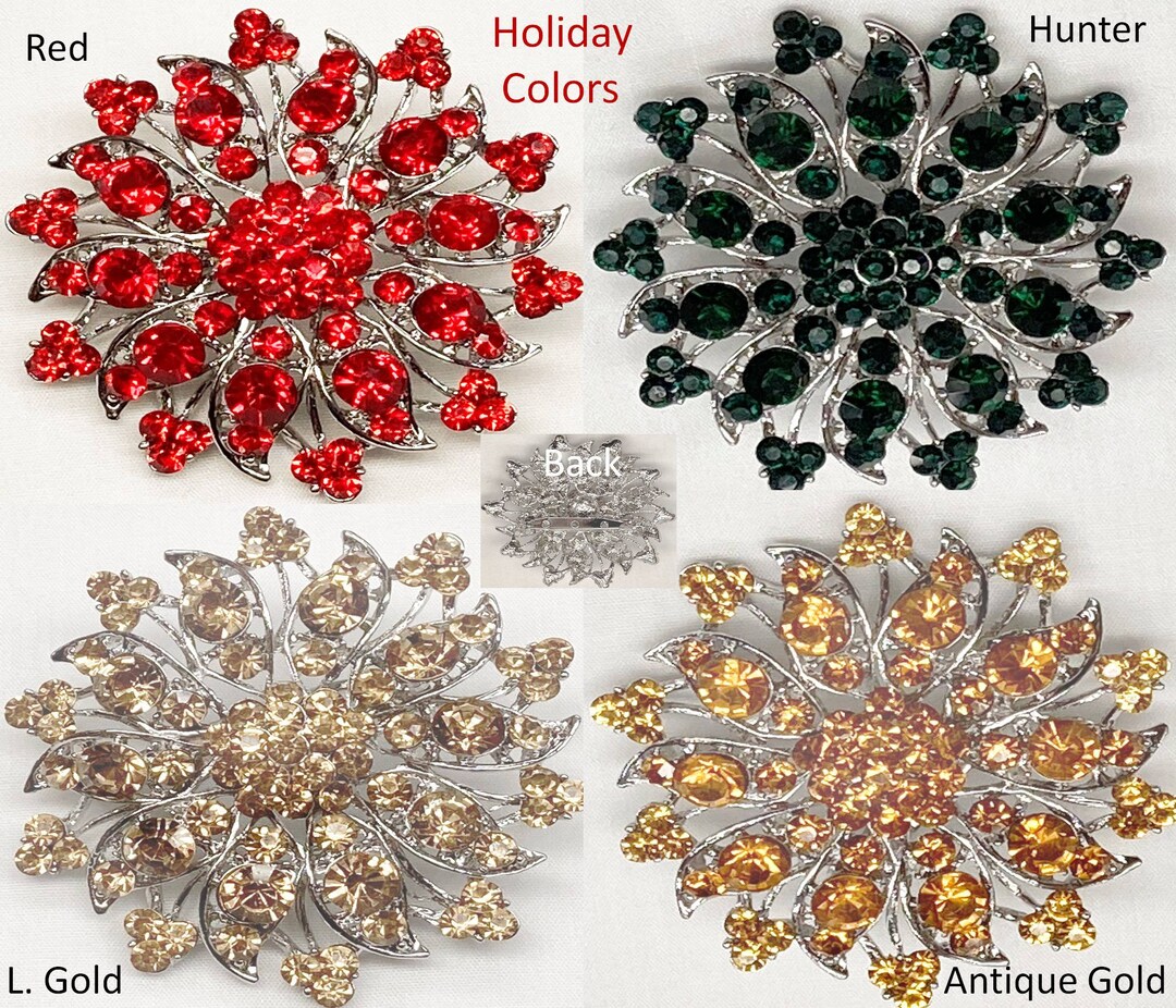 Jeweled Brooch Pins Rhinestone Brooch Pins Red Brooch Pins Gold Brooch