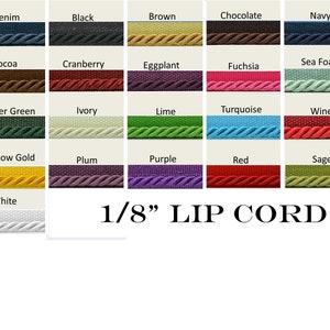 1/8" Lip Cord Trims By The Yard - 21 Colors