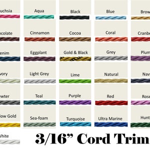 3/16" Cord Trim by the yard - 31 Colors