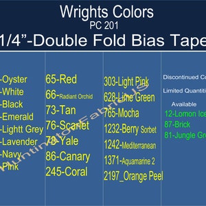 Wrights 1/4 Double Fold Bias Tape PC201 All Wright's Current Colors, All In Stock, Ready for Quick Shipping image 4