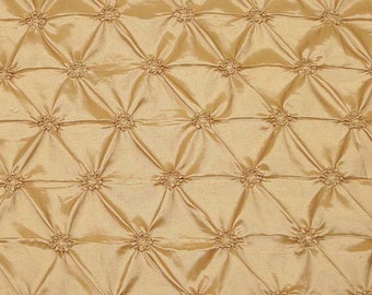 Gold Taffeta-Button Design Fabric by the yard