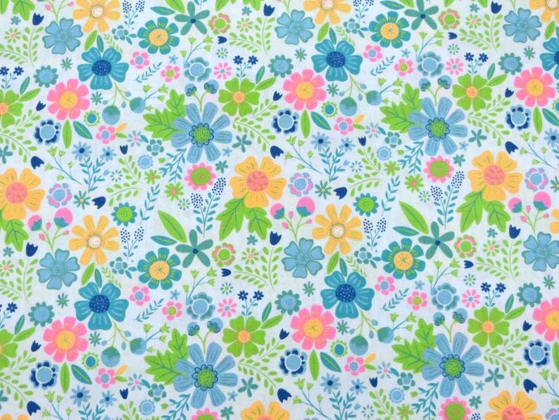 Spring Floral Cotton Blend Fabric by the yard