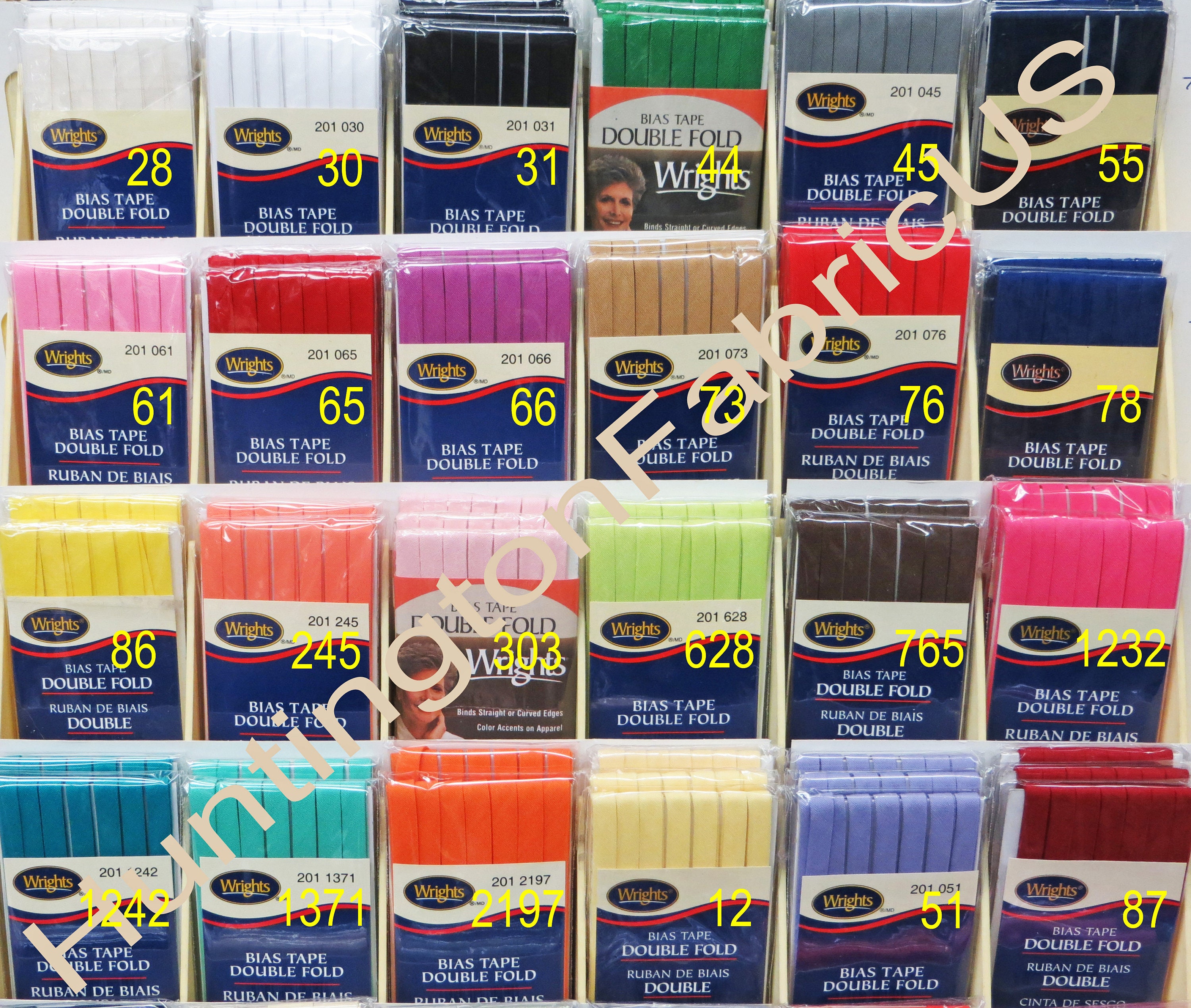 Wrights 1/4" Double Fold Bias Tape | PC201 | All Wright's Current Colors, All In Stock, Ready for Quick Shipping