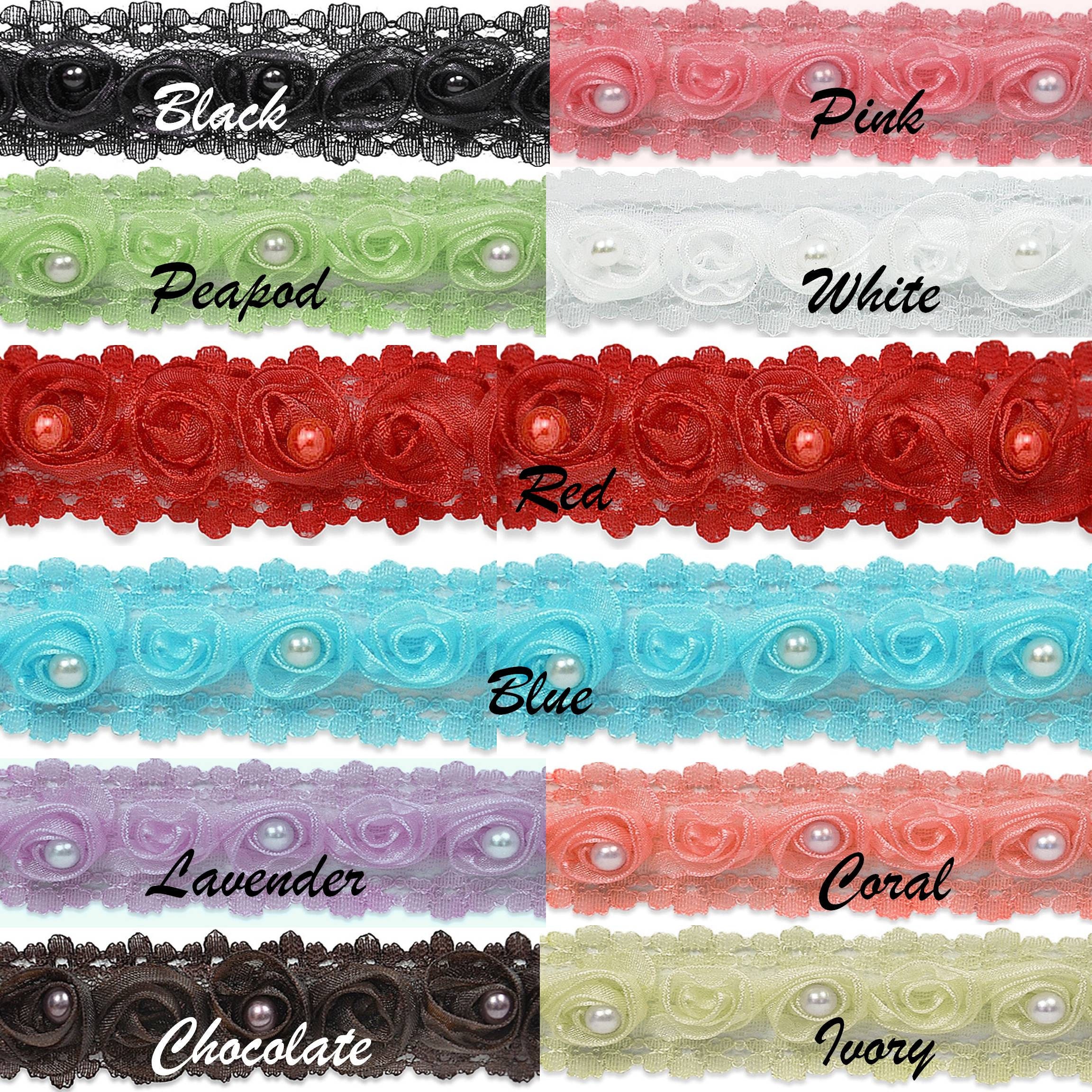 Ribbon Rosette and Pearl Trim by the yard