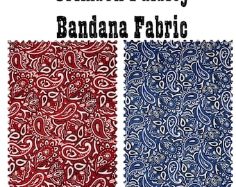 Crimson Paisley Bandana Fabric | 100% Cotton