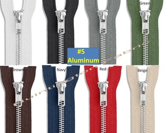 YKK #5 Aluminum Jacket Zipper  | Standard and Custom Cut Length Zippers