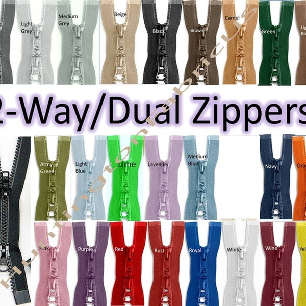 2 Way #5 Molded Plastic Jacket Zipper | Dual Jacket Zipper | Double Jacket Zipper